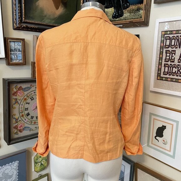 Jones New York Collection Womens Orange Pleated Linen Blazer Jacket Size 12 - Picture 4 of 7